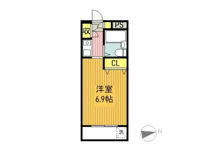 セリニティー塩釜口(1K/1階)の間取り写真