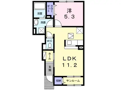 プラティーヌ(1LDK/1階)の間取り写真