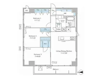 DAIWA GRACE MAISON 亀有(3LDK/6階)の間取り写真