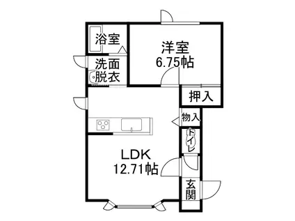 ユトリロ弥生1(1LDK/2階)の間取り写真