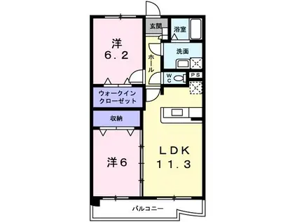 エストレーノ見川100(2LDK/2階)の間取り写真