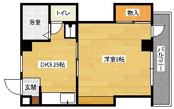 オダハイム(1DK/3階)の間取り写真