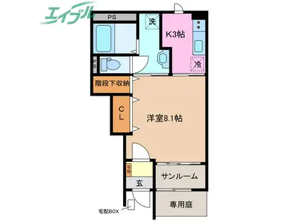 ネスト赤堀(1K/1階)の間取り写真