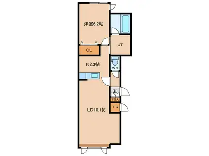 グランオアシス B(1LDK/1階)の間取り写真