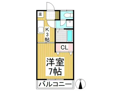 ベルクマンション(1K/2階)の間取り写真