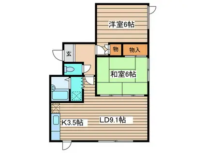 マデレイド佐野(2LDK/2階)の間取り写真