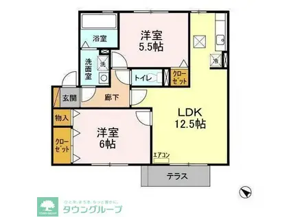 リュミエール(2LDK/1階)の間取り写真