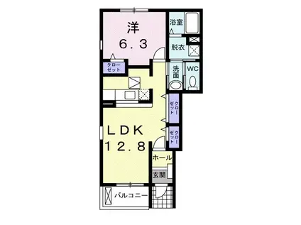 カメリアフルール(1LDK/1階)の間取り写真