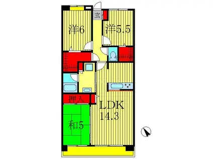 レジディア東松戸(3LDK/3階)の間取り写真
