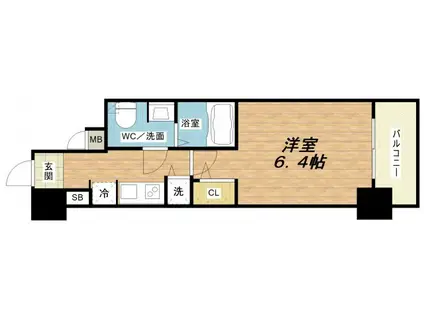 サムティ北浜大手通(1K/2階)の間取り写真