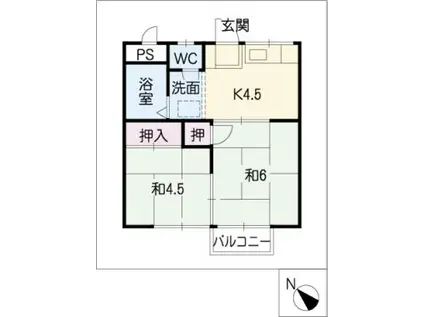 エクセルオオタ(2K/1階)の間取り写真