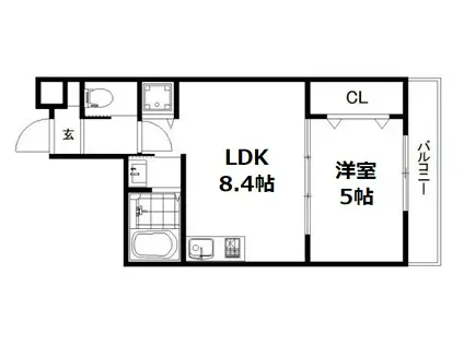 PRIER 深草(1LDK/4階)の間取り写真