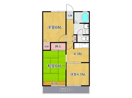 シティハイムセルティアA(3K/2階)の間取り写真
