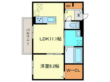 ルナメゾンB棟(1LDK/1階)の間取り写真