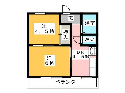 コーポ中村(2DK/2階)の間取り写真