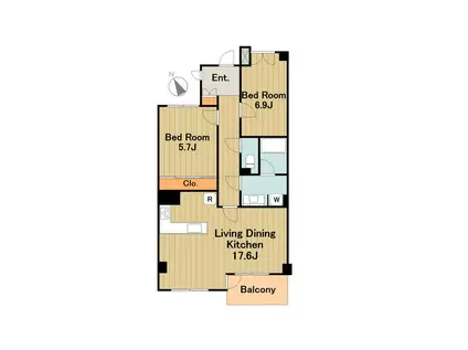 カスタネア栗平2番館(2LDK/6階)の間取り写真