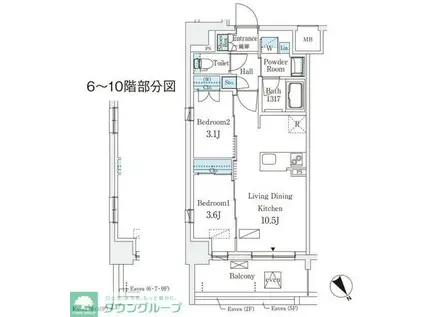 エル・セレーノ横浜(2LDK/8階)の間取り写真