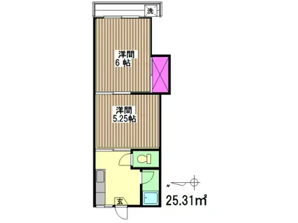 コーポタツノD棟(2K/2階)の間取り写真