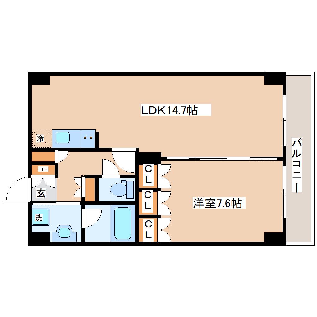 レジデンス仙台駅東(1LDK/15階)の間取り写真