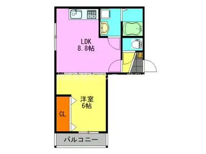 EVITA(1LDK/3階)の間取り写真