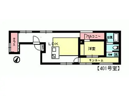 T-BASE(1LDK/4階)の間取り写真