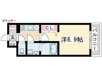 レジュールアッシュ淡路駅前(1K/9階)の間取り写真