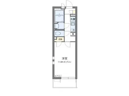 クレイノベルウッドII 広川(1K/3階)の間取り写真