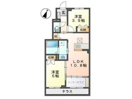 ディモーラ山崎(2LDK/1階)の間取り写真