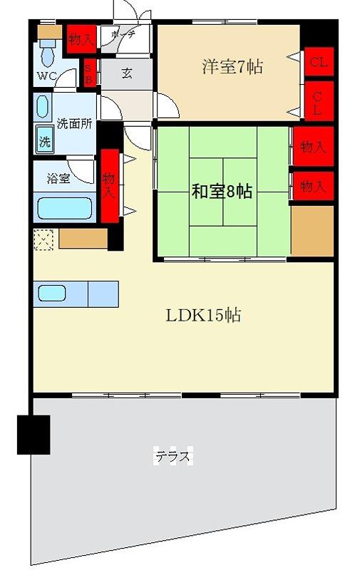 ニューハイツ花水木(2LDK/1階)の間取り写真