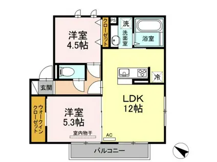 カリアタワー(2LDK/2階)の間取り写真