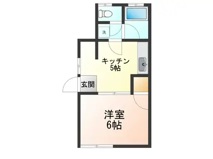 サントピア桧町II(1DK/1階)の間取り写真