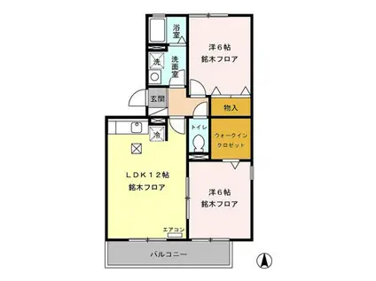 ロイヤルガーデン稲里C棟(2LDK/1階)の間取り写真