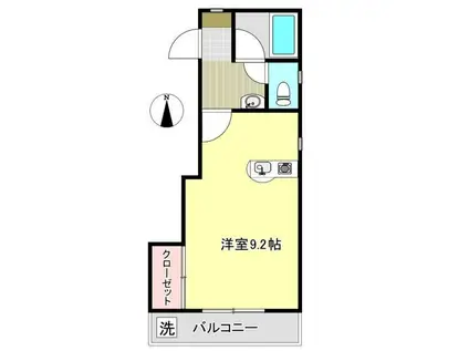 サンシティ新開II(ワンルーム/2階)の間取り写真