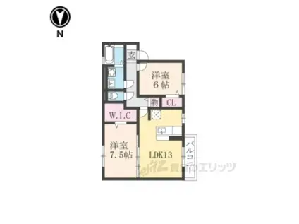 グレイスソシアキトロ(2LDK/1階)の間取り写真