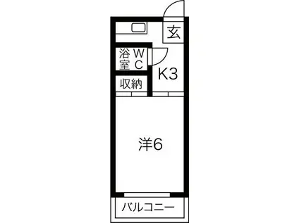 サンメゾン24 D棟(1K/2階)の間取り写真