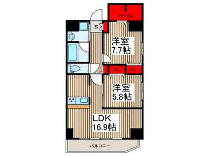 プレド・ラガール(2LDK/4階)の間取り写真