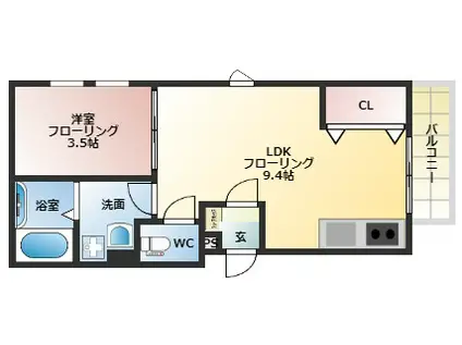 グランドメゾン(1LDK/1階)の間取り写真