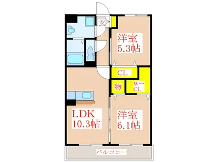 エンジェル(2LDK/3階)の間取り写真