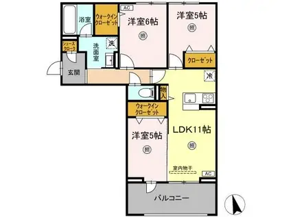 フローリア(3LDK/2階)の間取り写真