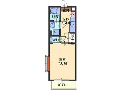 リエータ23(1K/4階)の間取り写真