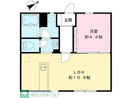 サウス WOOD サウスウッド(1LDK/2階)の間取り写真