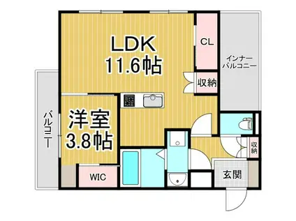 MICAELENOKURAKUEN(1LDK/3階)の間取り写真