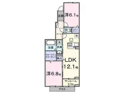 ルーチェ城東(2LDK/1階)の間取り写真