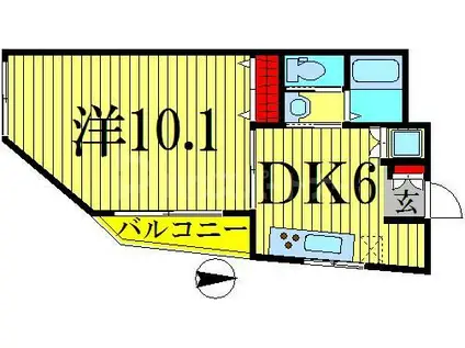 ディオン石原(1DK/3階)の間取り写真