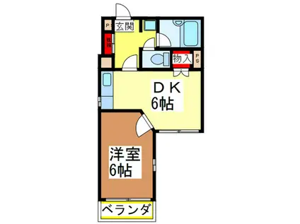 サングリーン上町(1DK/5階)の間取り写真
