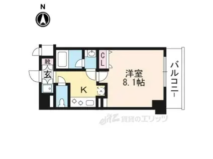 ベラジオ京都西院ウエストシティⅢ(1K/3階)の間取り写真