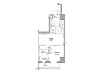 ザ・パークハビオ早稲田(1DK/2階)の間取り写真