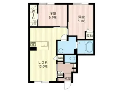 グラヴェールB(2LDK/1階)の間取り写真