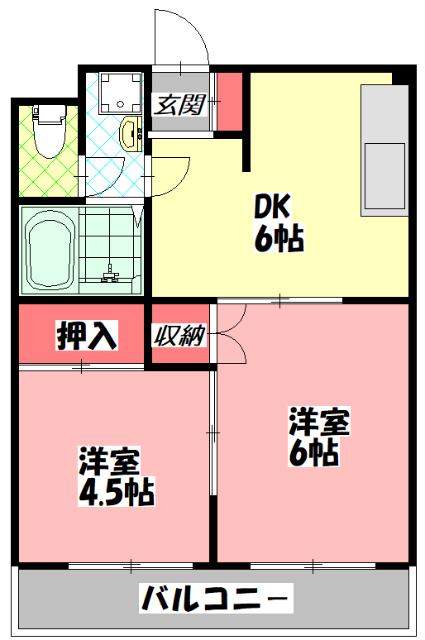 アフルエンス(2DK/5階)の間取り写真