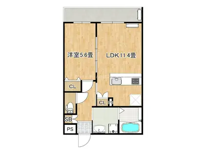 ひまわり(1LDK/2階)の間取り写真